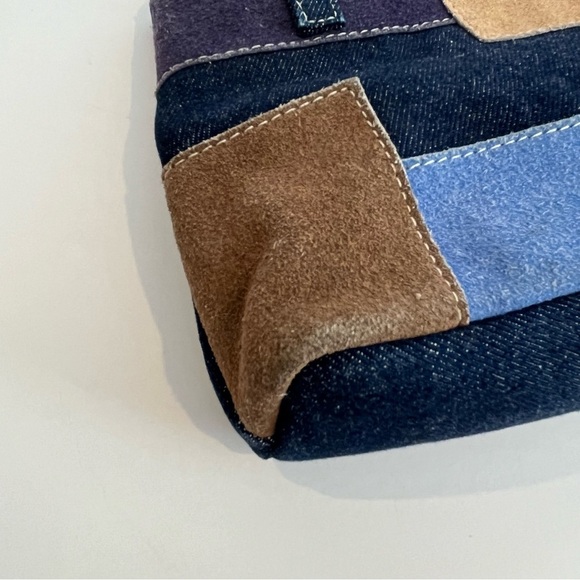 Vintage Shoulder Bag Denim Suede Patchwork Gen Z Hippie Boho 90’s Retro Funky - Picture 7 of 10
